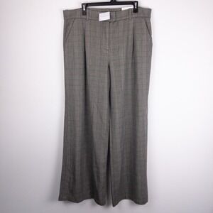 American Eagle Pants Womens Size 16 Long (38x32) Gray Plaid Wide Leg Trouser New